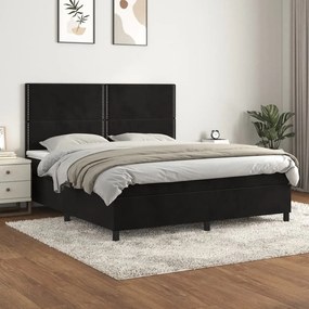 vidaXL Κρεβάτι Boxspring με Στρώμα Μαύρο 160x200 εκ. Βελούδινο