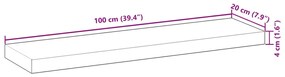 Ράφι Κρεμαστό 100x20x4 εκ. Φινίρισμα Λαδιού Μασίφ Ακακία - Καφέ