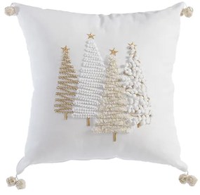 Χριστουγεννιάτικo Διακοσμητικό Μαξιλάρι Gold Trees White 30x45 - Nef Nef