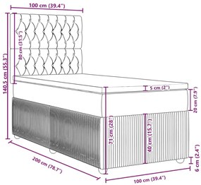 Κρεβάτι Boxspring με Στρώμα Taupe 100 x 200 εκ. Υφασμάτινο - Μπεζ-Γκρι