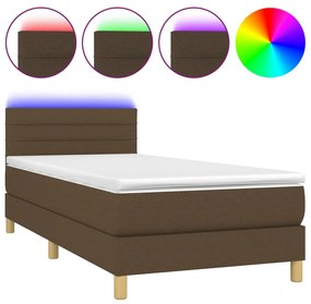 ΚΡΕΒΑΤΙ BOXSPRING ΜΕ ΣΤΡΩΜΑ &amp; LED ΣΚ.ΚΑΦΕ 90X190 ΕΚ. ΥΦΑΣΜΑΤΙΝΟ 3133760