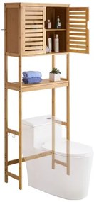 VEVOR Bamboo Over The Toilet Storage Cabinet with Adjustable Shelf 68.9&quot; H