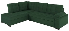 SOFABED LEFT CORNER JADE  CYPRESS GREEN VELVET 250x80-180x73-88Hcm.