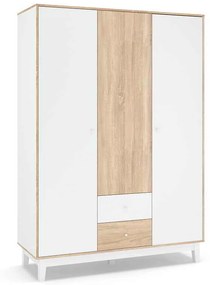 Ντουλάπα Awell pakoworld τρίφυλλη sonoma-λευκό 153,5x54,5x216εκ