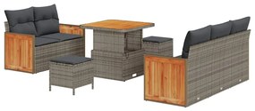 vidaXL Σετ Καναπέ Κήπου με μαξιλάρι 8 pcs Γκρι Πολυ ράταν