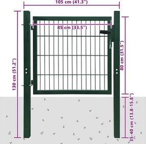 vidaXL Πόρτα Περίφραξης 2D (Μονή) Πράσινη 100x80 εκ.