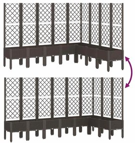 vidaXL Ζαρντινιέρα Κήπου με Καφασωτό Καφέ 200 x 160 x 142 εκ. από PP