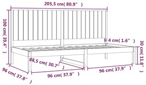 vidaXL Καναπές Κρεβάτι Χωρίς Στρώμα 90x200 εκ. Μασίφ Ξύλο Πεύκου