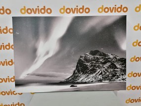 Εικόνα του βόρειου σέλας στη Νορβηγία σε ασπρόμαυρο - 120x80