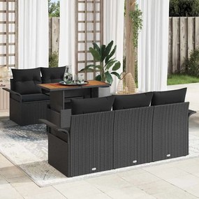 vidaXL Σετ Καναπέ Κήπου με μαξιλάρι 6 pcs Μαύρο 100 x 55 x 73 εκ
