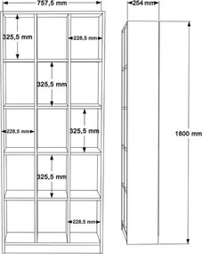 Stewehome Βιβλιοθήκη με 15 ράφια από μελαμίνη Λευκό 76x25x180 cm