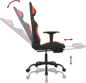 vidaXL Καρέκλα Gaming Μαύρη/κόκκινο Ύφασμα με Υποπόδιο