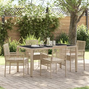 vidaXL Σέτ φαγητού για κήπο 5 pcs Μπεζ 150 x 90 x 75 cm