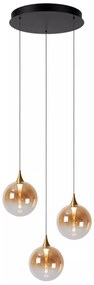 Φωτιστικό Κρεμαστό Lucide 13494-11-62 GISELA Μελί (Amber)|Μαύρο Ματ (Black Mat) 2700 K