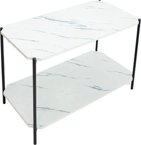 Βοηθητικό τραπέζι Mara MDF λευκό μαρμάρου-μαύρο 80x40x55cm