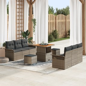 vidaXL Σετ Καναπέ Κήπου 9 pcs Γκρι συνθετικό ρατάν