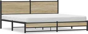 vidaXL Σκελετός Κρεβ. Χωρίς Στρώμα Sonoma Δρυς 193x203 εκ. Μεταλλικό