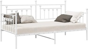 vidaXL Σκελετός κρεβατιού ημέρας Λευκό 100 x 190 cm Ατσάλι