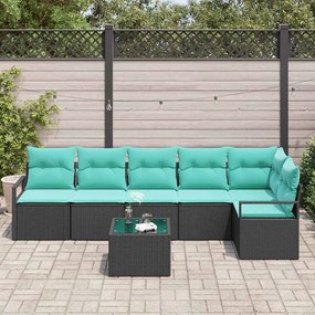 vidaXL Σετ Καναπέ 7 pcs Μαύρο συνθετικό ρατάν