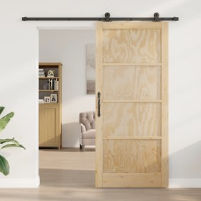 vidaXL Συρόμενη Πόρτα  με Σετ Εξαρτημάτων 93x211 εκ Μασίφ Ξύλο Πεύκου