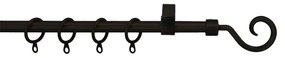 Κουρτινόξυλο Φ12mm Μονό Επεκτεινόμενο 60-120cm Με Άκρα Grace Clasp Black Mat 720143