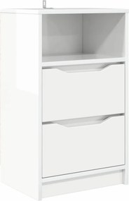 vidaXL Κομοδίνο Υψηλής γυαλάδας λευκό 40 x 30 x 467 εκ