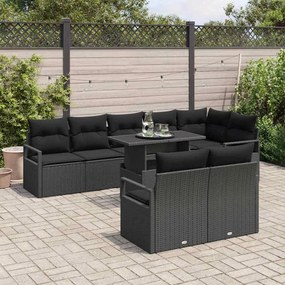 vidaXL Σετ Καναπέ Κήπου με μαξιλάρι 9 pcs Μαύρο 100 x 55 x 73 εκ