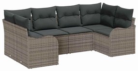 vidaXL Σετ Καναπέ Κήπου με μαξιλάρι 6 pcs Γκρι Πολυ ράταν