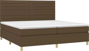 vidaXL Κρεβάτι Boxspring με Στρώμα Σκούρο Καφέ 200x200 εκ. Υφασμάτινο