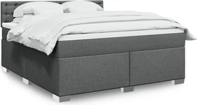 vidaXL Κρεβάτι Boxspring με Στρώμα Σκούρο Γκρι 180x200 εκ Υφασμάτιν