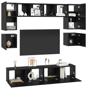 vidaXL Σετ επίπλου τηλεόρασης 8 pcs Μαύρη δρυς 80 x 30 x 30 εκ