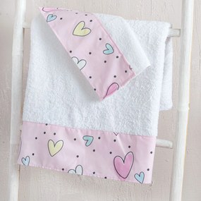 Παιδικές Πετσέτες (Σετ 3τμχ) Rythmos Pop Hearts 500gsm Λευκό,Ροζ ΣΕ ΚΟΥΤΙ