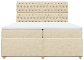 vidaXL Κρεβάτι Boxspring με Στρώμα Κρεμ 200x200 εκ. Υφασμάτινο