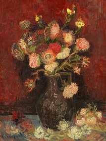 Εκτύπωση έργου τέχνης Vase with Cinese Asters & Gladioli (Vintage Flowers) - Vincent van Gogh, (30 x 40 cm)
