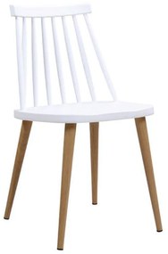 ΕΜ139,1 LAVIDA Καρέκλα Τραπεζαρίας Κουζίνας, Μέταλλο Βαφή Φυσικό PP Άσπρο  43x48x77cm Φυσικό/Άσπρο,  Μέταλλο/PP - ABS - Polywood, , 4 Τεμάχια