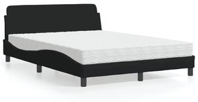 vidaXL Κρεβάτι με Στρώμα Μαύρο 140x200 εκ. Υφασμάτινο