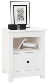 vidaXL Κομοδίνα 2 τεμ. Λευκά 40x35x49 εκ. από Μασίφ Ξύλο Πεύκου