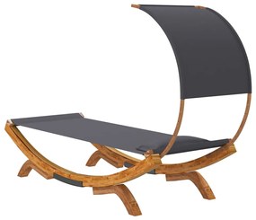 vidaXL Ξαπλώστρα ΕξΧώρου Κρεμ 100x200x126εκ Μασίφ Λυγισμένο Ξύλο Τέντα