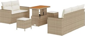 vidaXL Σετ Καναπέ Κήπου 8 pcs Μπεζ συνθετικό ρατάν