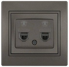 Lezard Πρίζα Τηλεφώνου RJ11 1X4P με 2 Εξόδους Ανθρακί Mira (Πλήρης) 701.4141138