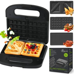 Extralink SJ-37A Smart Life Τοστιέρα Γκριλιέρα και Βαφλιέρα 3 in 1 1000W Γκρι