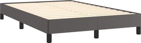 vidaXL Κρεβάτι Boxspring με Στρώμα &amp; LED Γκρι 120x190 εκ. Συνθ. Δέρμα