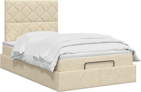 VidaXL Κρεβάτι Ottoman με στρώμα με κεφαλάρι Κρεμ 120 x 190 cm Ύφασμα