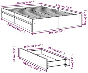 ΠΛΑΙΣΙΟ ΚΡΕΒΑΤΙΟΥ ΜΕ ΣΥΡΤΑΡΙΑ ΚΑΦΕ ΔΡΥΣ 135X190ΕΚ. ΕΠΕΞ. ΞΥΛΟ 3280698