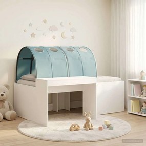 vidaXL Κρεβάτι με Τόνελ 3 τεμ. Λευκό και Γαλάζιο Επεξεργασμένο Ξύλο