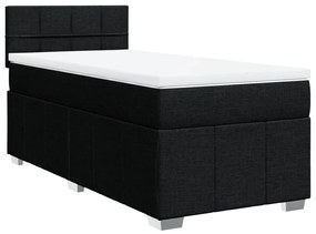 vidaXL Κρεβάτι Boxspring με Στρώμα Μαύρο 100 x 200 εκ. Υφασμάτινο