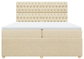 Κρεβάτι Boxspring με Στρώμα Κρεμ 200x200 εκ. Υφασμάτινο - Κρεμ