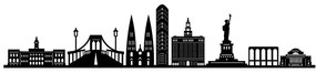 Διακοσμητικό Τοίχου New York Skyline 575TNL1115 120x24cm Black Aberto Design Μέταλλο