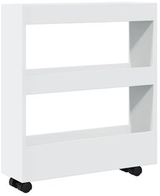 vidaXL Στενό Τρόλεϊ Αποθήκευσης 3 Επιπέδων από Λευκό Μηχανικά Επεξεργασμένο Ξύλο