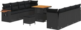 vidaXL Σετ Καναπέ Κήπου 11 pcs Μαύρο συνθετικό ρατάν